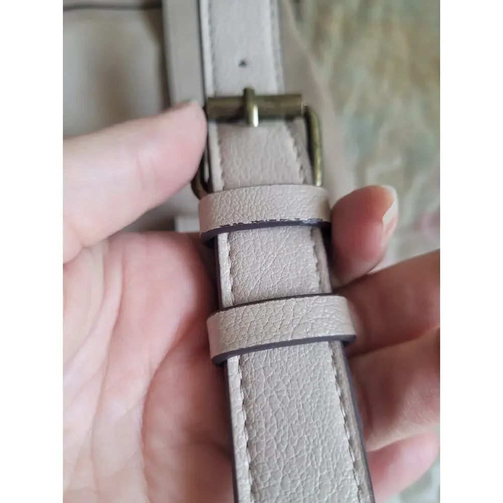 Rosetti Taupe Beige Faux Leather Backpack Purse Dual Zip Pockets
